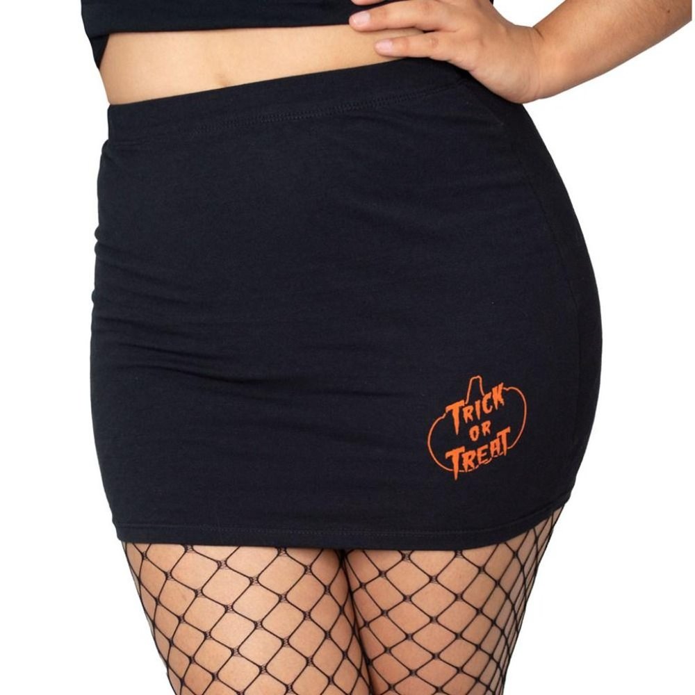 3XL Pumpkin Trick or Treat Mini Pencil Skirt Halloween Jackolantern - Picture 2 of 3